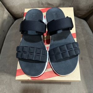 Fitflop Haylie Quilted Black Cube Slide Sandals, sIze 07 NEW & UNUSED
